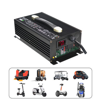 48V 20A LiFePO4 Fast Charger เครื่องชาร์จแบตเตอรี่รถกอล์ฟสีดำ ODM