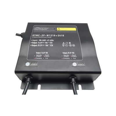 336W Lithium Ion Battery Charger Adjustable 12V 10A 2 Bank 2 Channel Waterproof Battery Charger