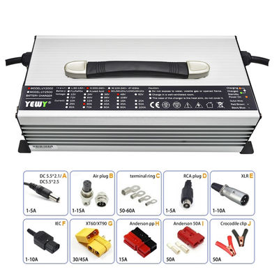12S 13S 14S 50,4V 54,6V 58,8V 25A 30A gel di ioni di litio lipo 48v 30a AGV carrello elevatore a forchetta caricabatterie a tensione regolabile